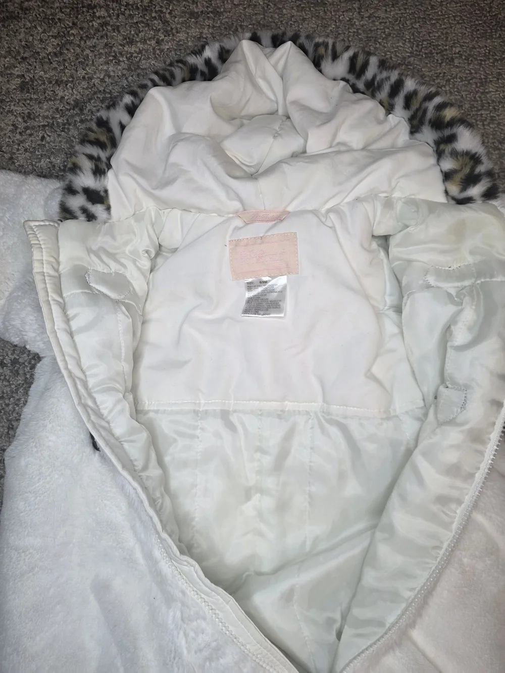 Vintage Le Petite Rothschild Soft Fleece Baby Winter Snowsuit Leopard Trim Hood
